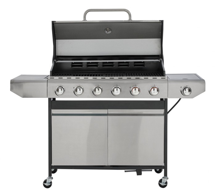 BBQ Hero Gasgrill 6-Brenner Ak Gussrost, 95x41 cm, mit Unterschrank, 915089